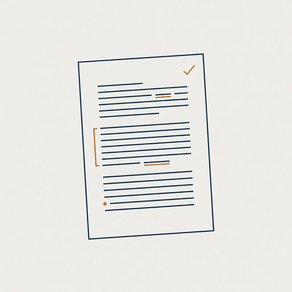 Documento contractual con marcadores naranja señalando cláusulas críticas