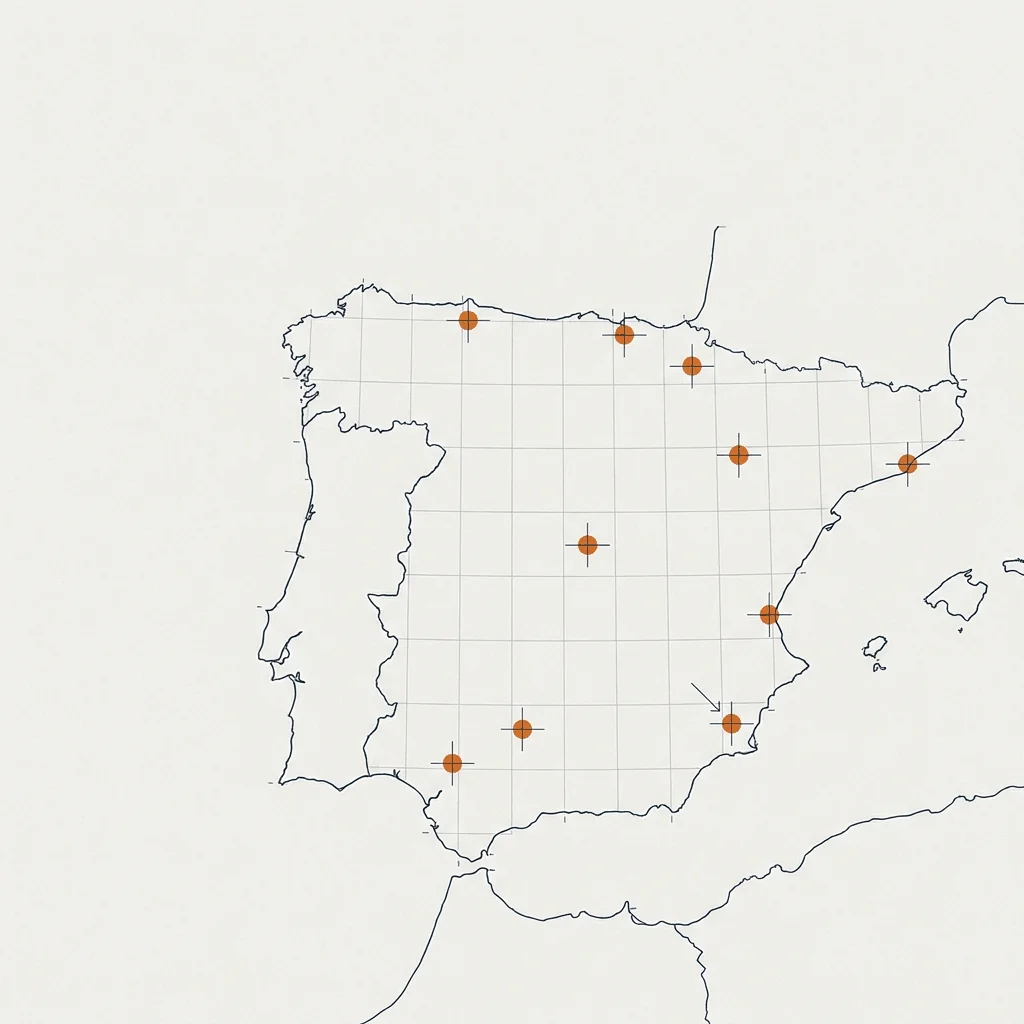 Mapa estilizado con puntos de datos verificados representando análisis de mercado